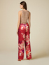 Pantalones palazzo de raso jacquard estampado image number 1