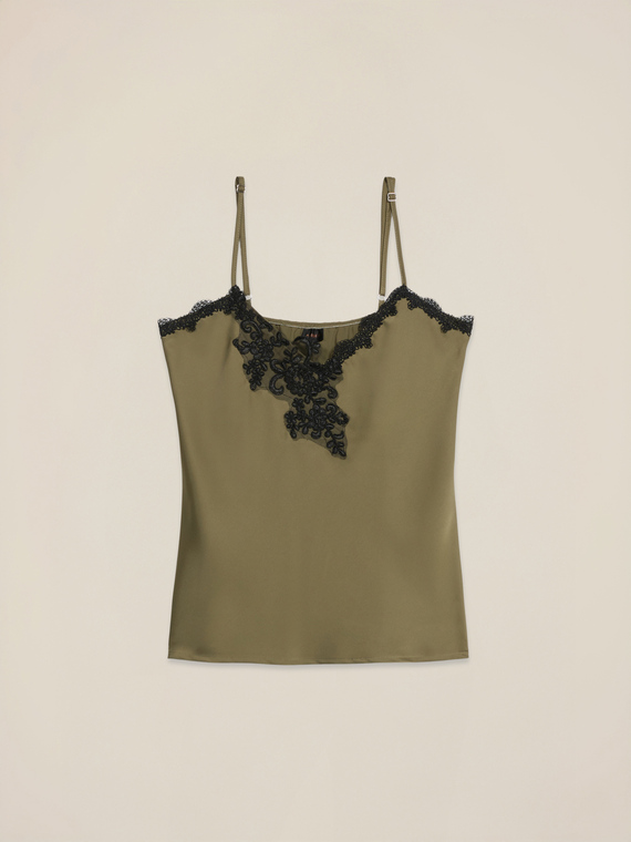 Satin-Top mit Spitze