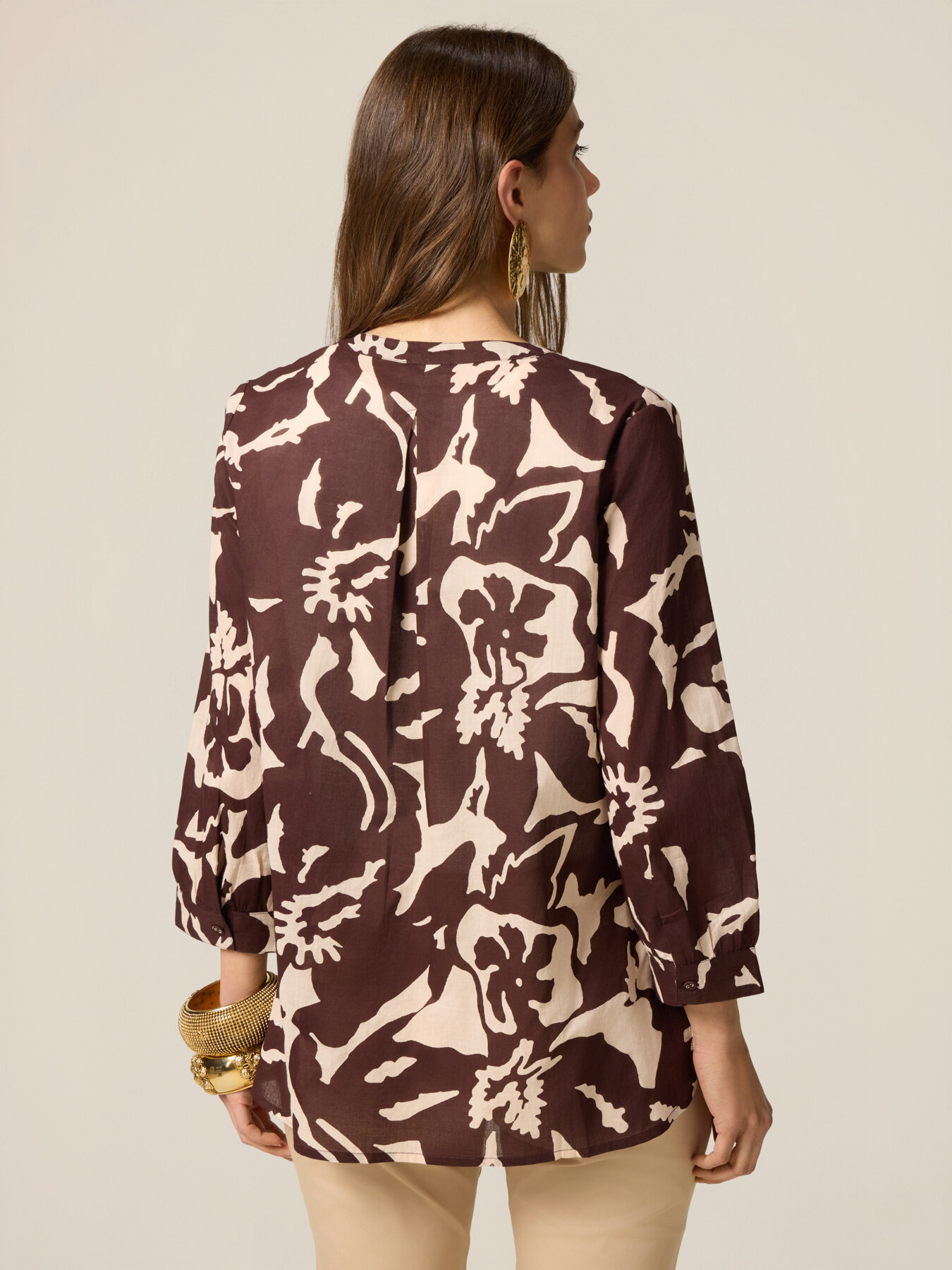 Blusa holgada de algod&oacute;n estampado image number 1