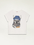T-Shirt mit Druck und eingefassten Steinen image number 3