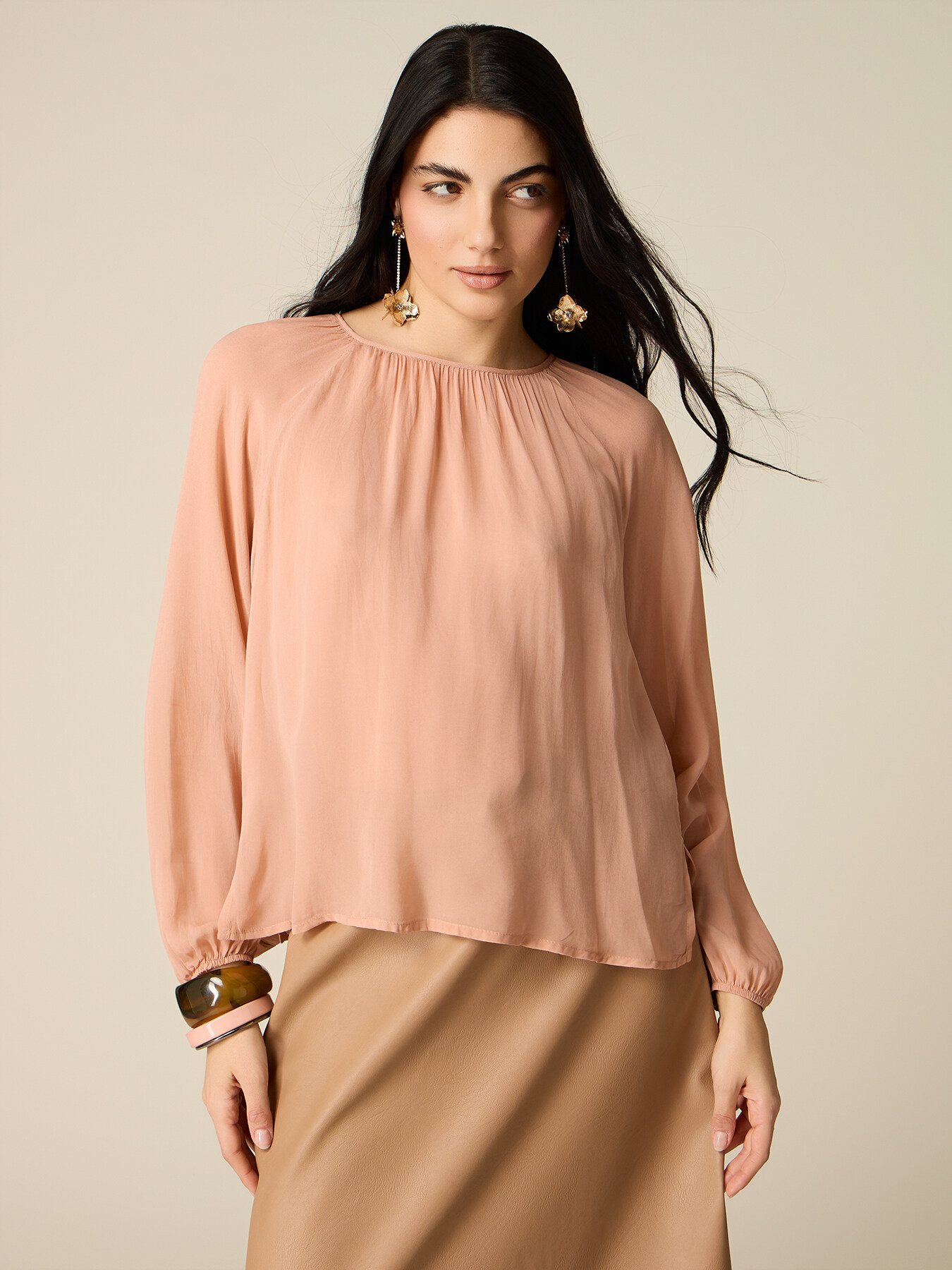 Blusa in viscosa cr&ecirc;pe image number 0