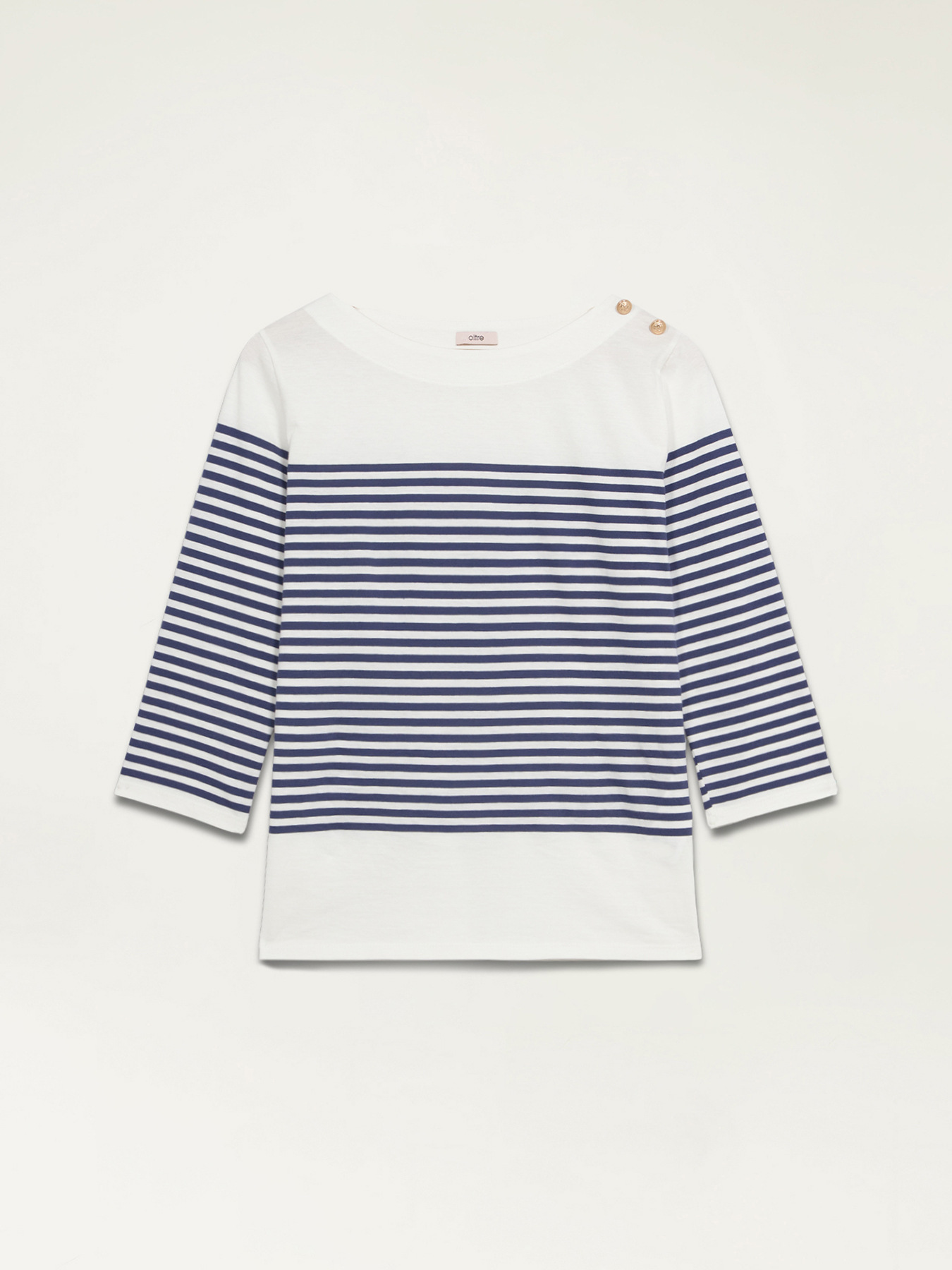 T-shirt a righe maniche a tre quarti image number 3