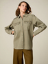 Oversized cotton shirt with jewel embellishments image number 0