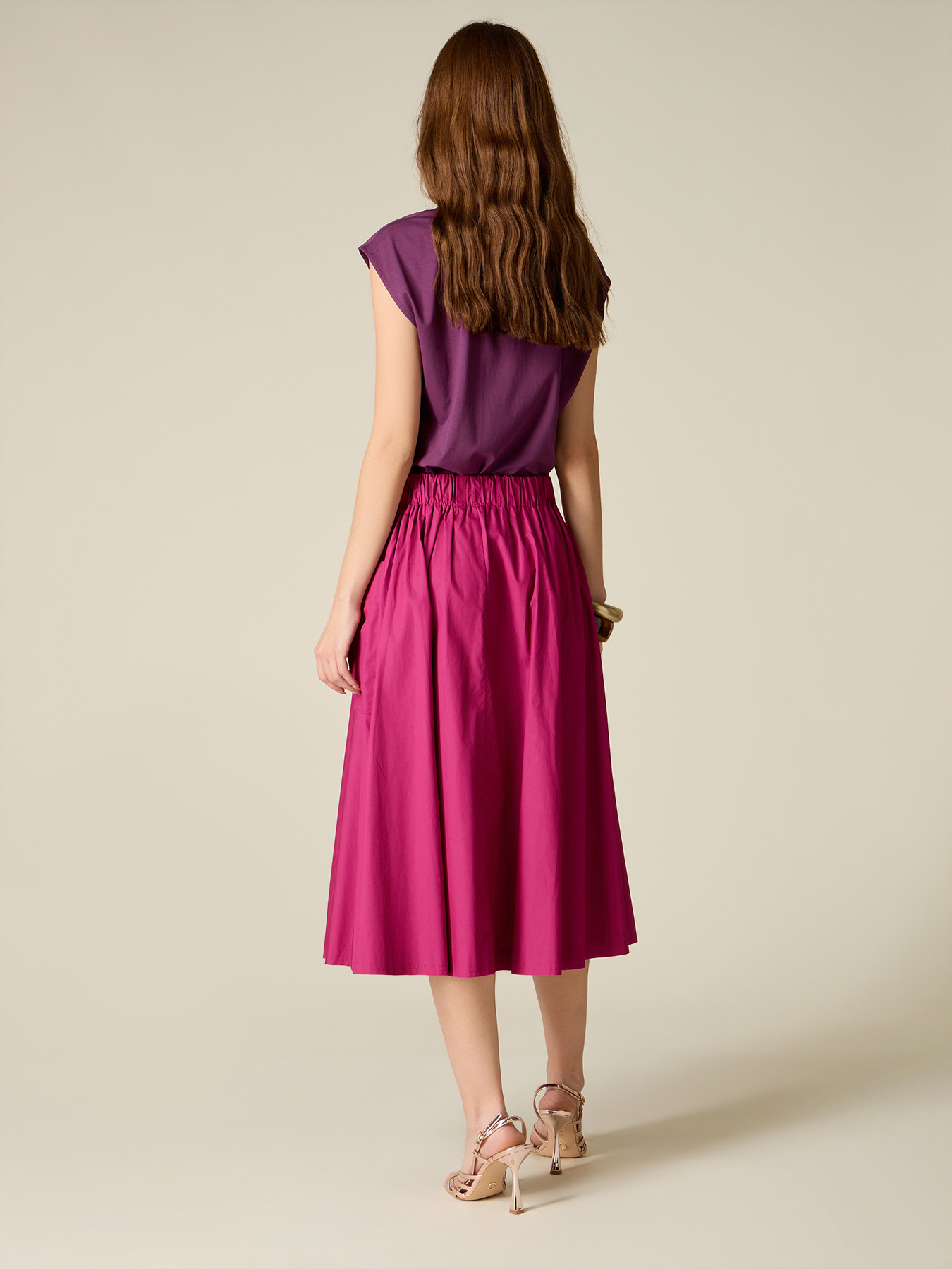 Flared poplin skirt image number 1