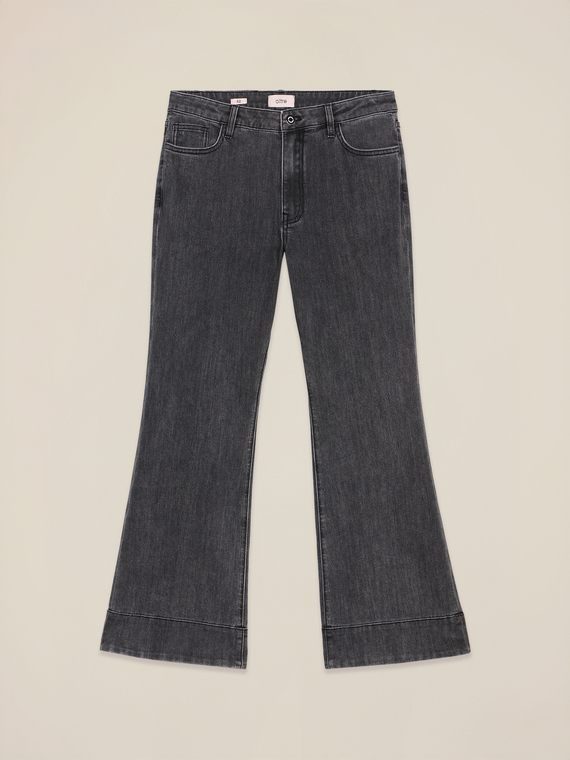 Grey denim flare jeans