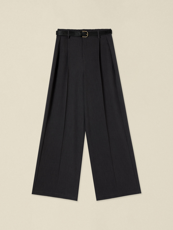 Palazzo pants with belt and pleats