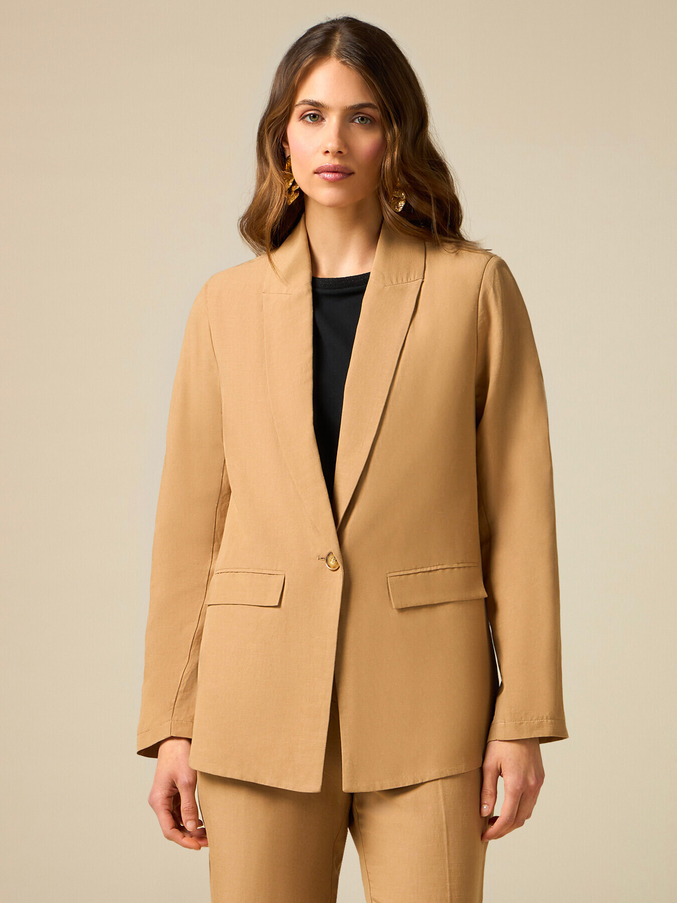 Linen blend blazer image number 0