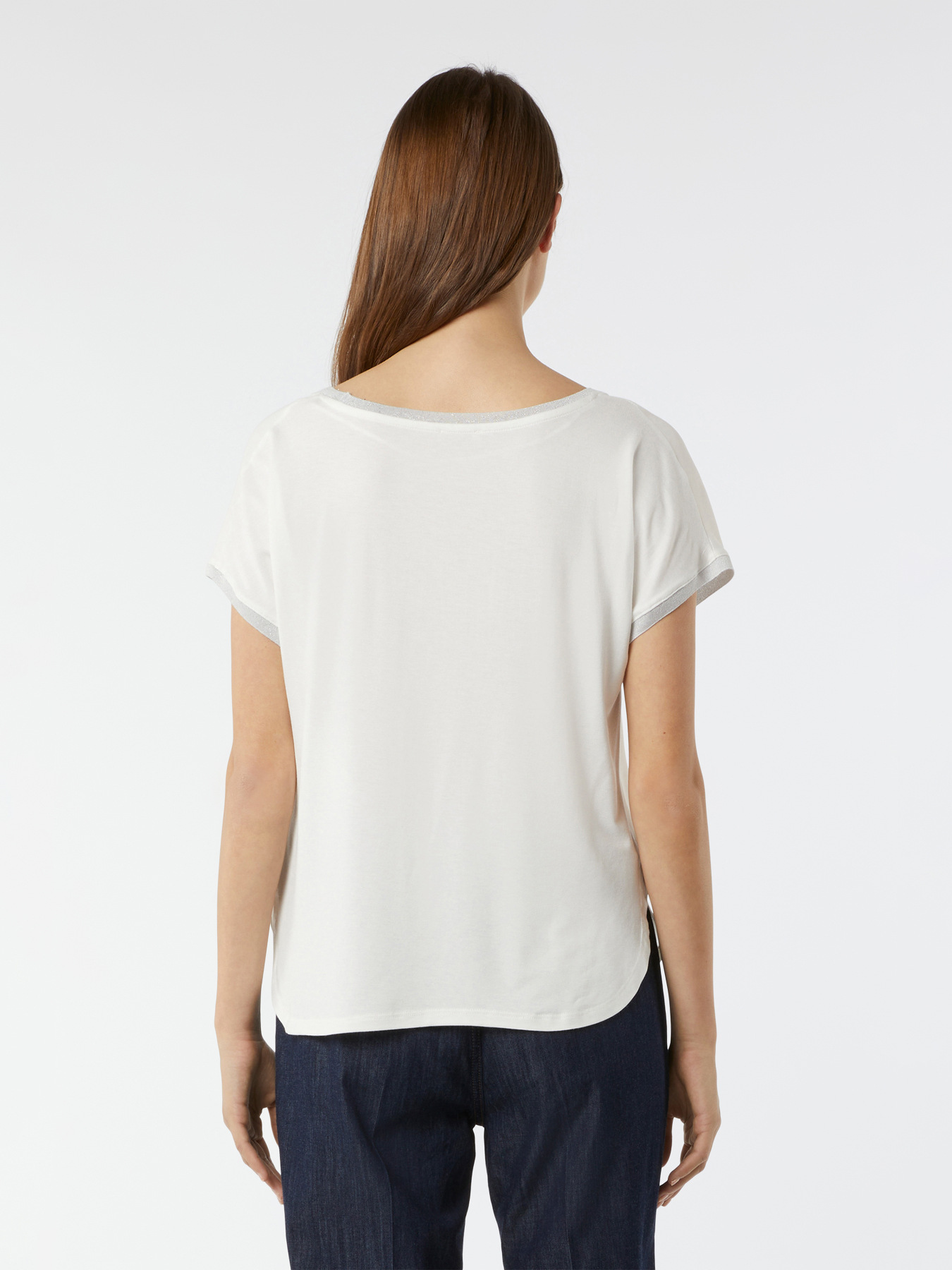 Dual-fabric T-shirt with lettering image number 1