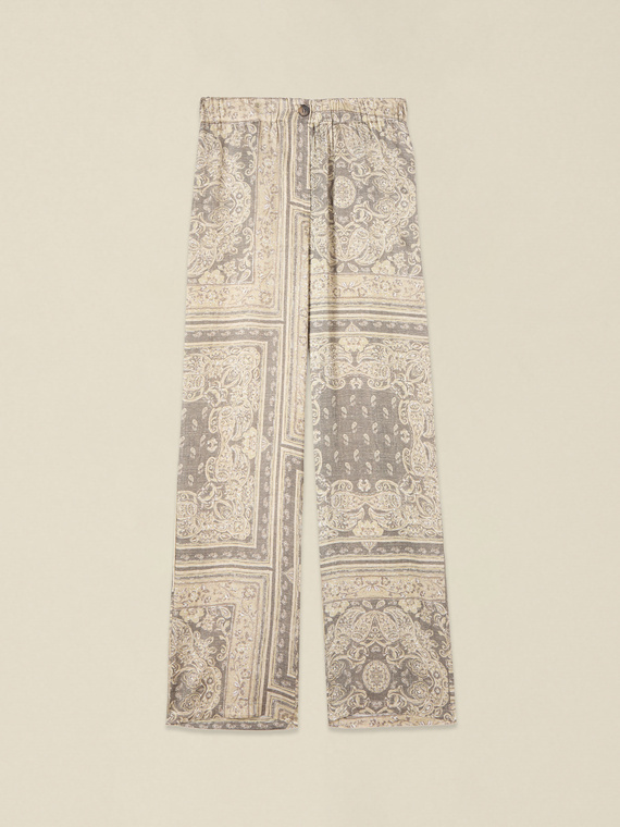 Patterned satin palazzo pants