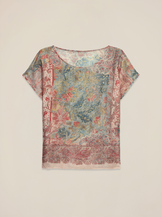 Patterned satin blouse