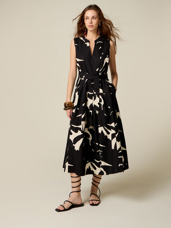 Flare-Kleid aus Popeline mit Muster