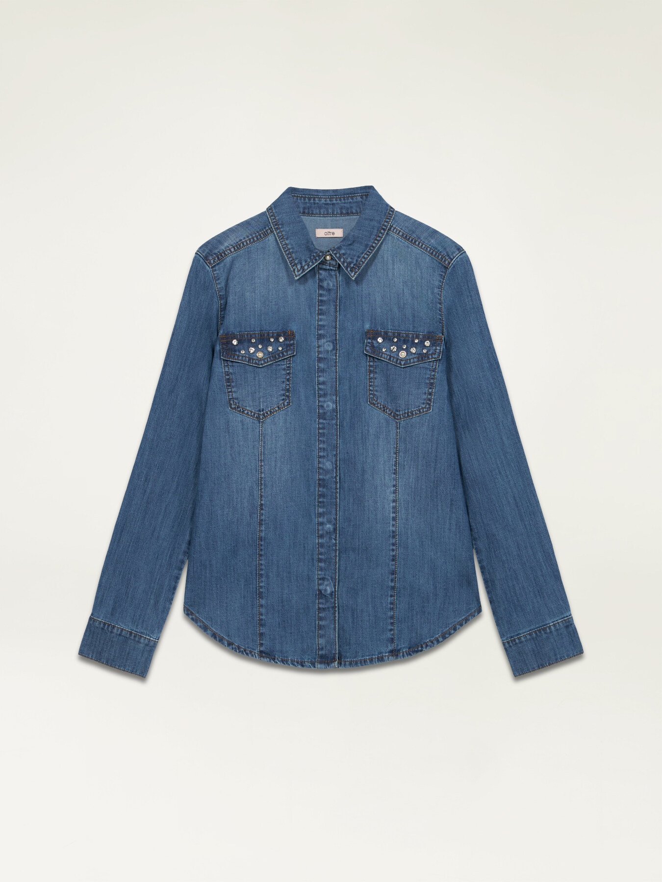 Camicia in denim con pietre image number 3