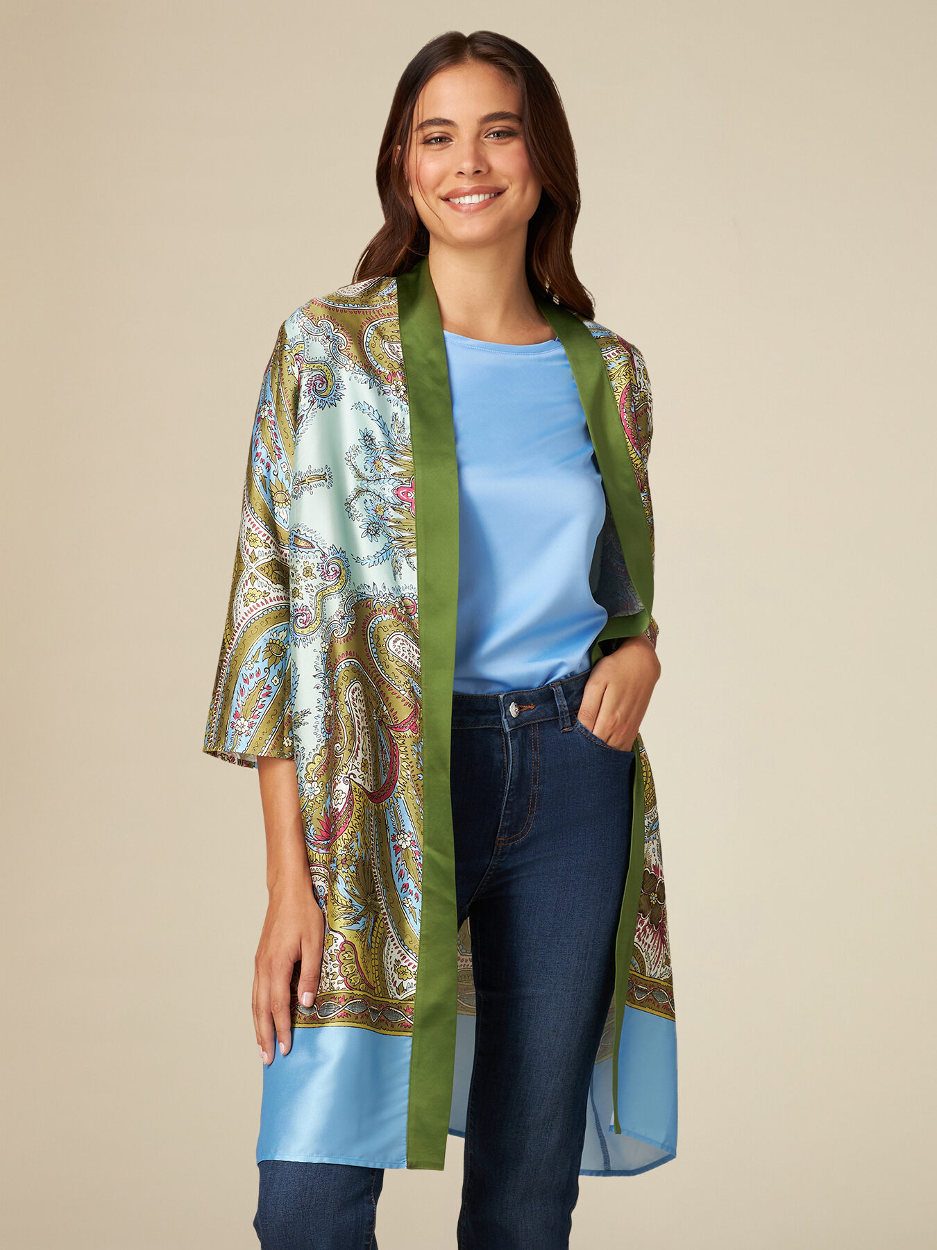 Kimono in twill fantasia image number 0