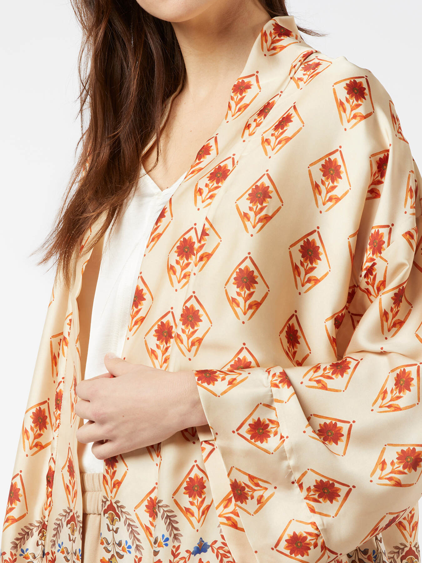 Kimono-Jacke aus gemustertem Satin image number 2