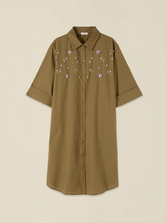 Cotton shirtdress with jewel embellishments