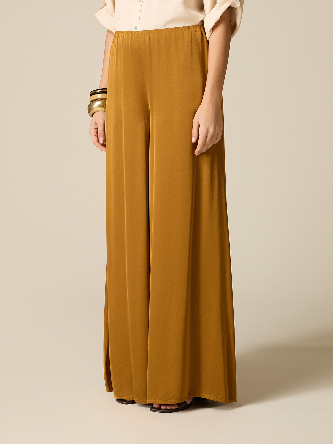 Palazzo pants in viscose satin image number 4