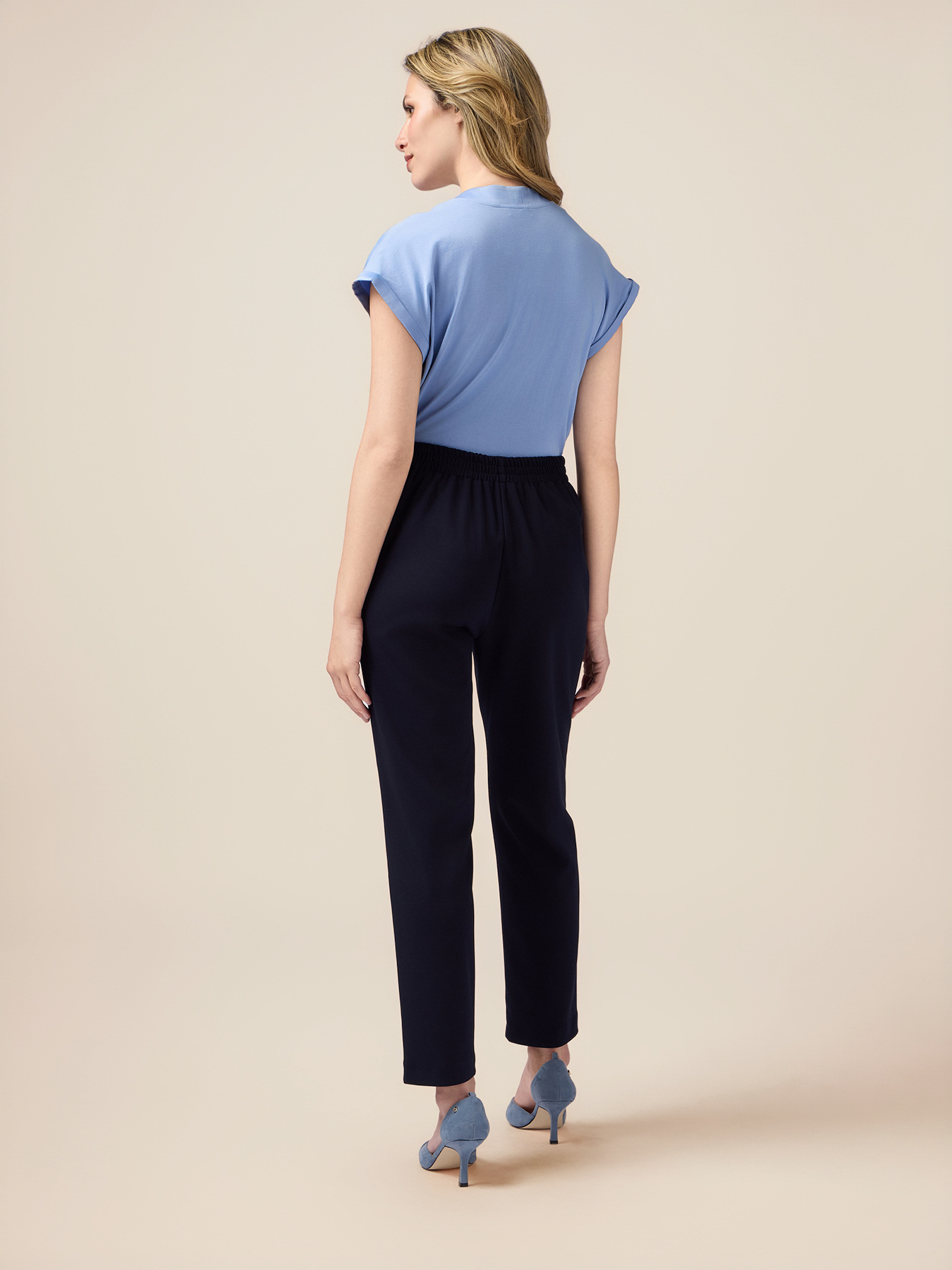 Pantaloni joggers din țesătură scuba cr&ecirc;pe image number 1