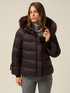 Down jacket with hood and furry trim image number 0