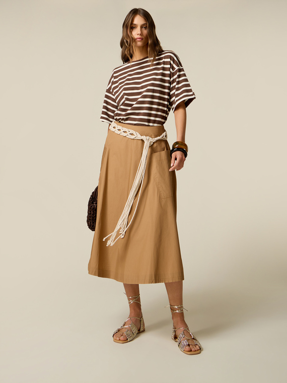 Flared poplin skirt