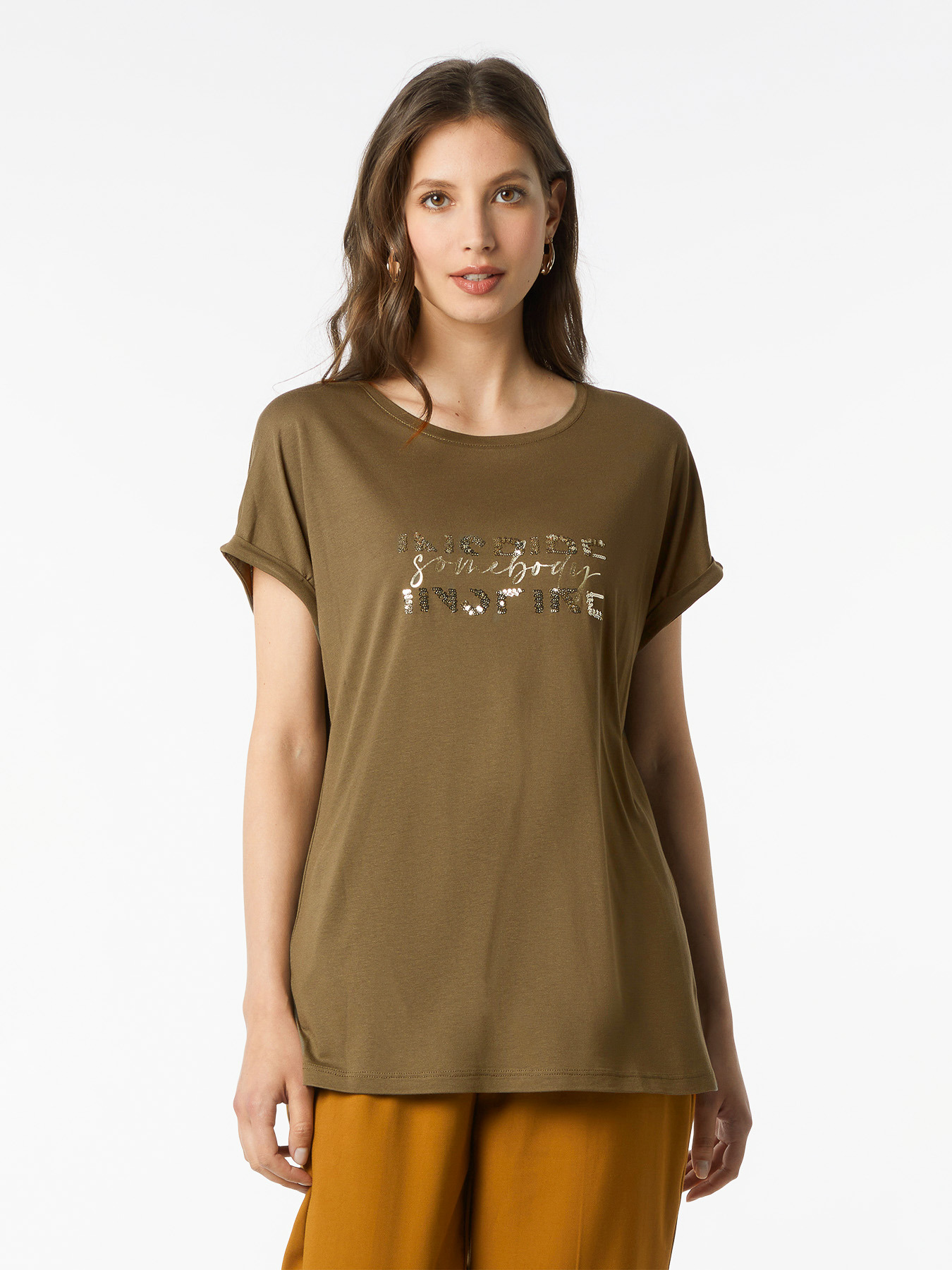 T-shirt lettering con paillettes image number 0