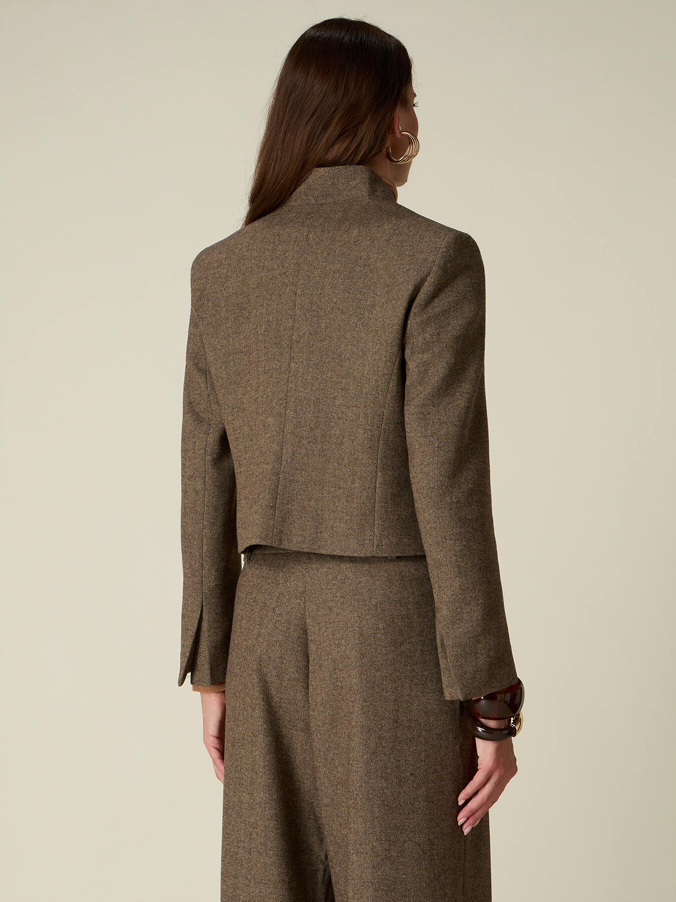 Kurze Jacke aus Fischgrat-Stoff mit Wollmischung image number 1