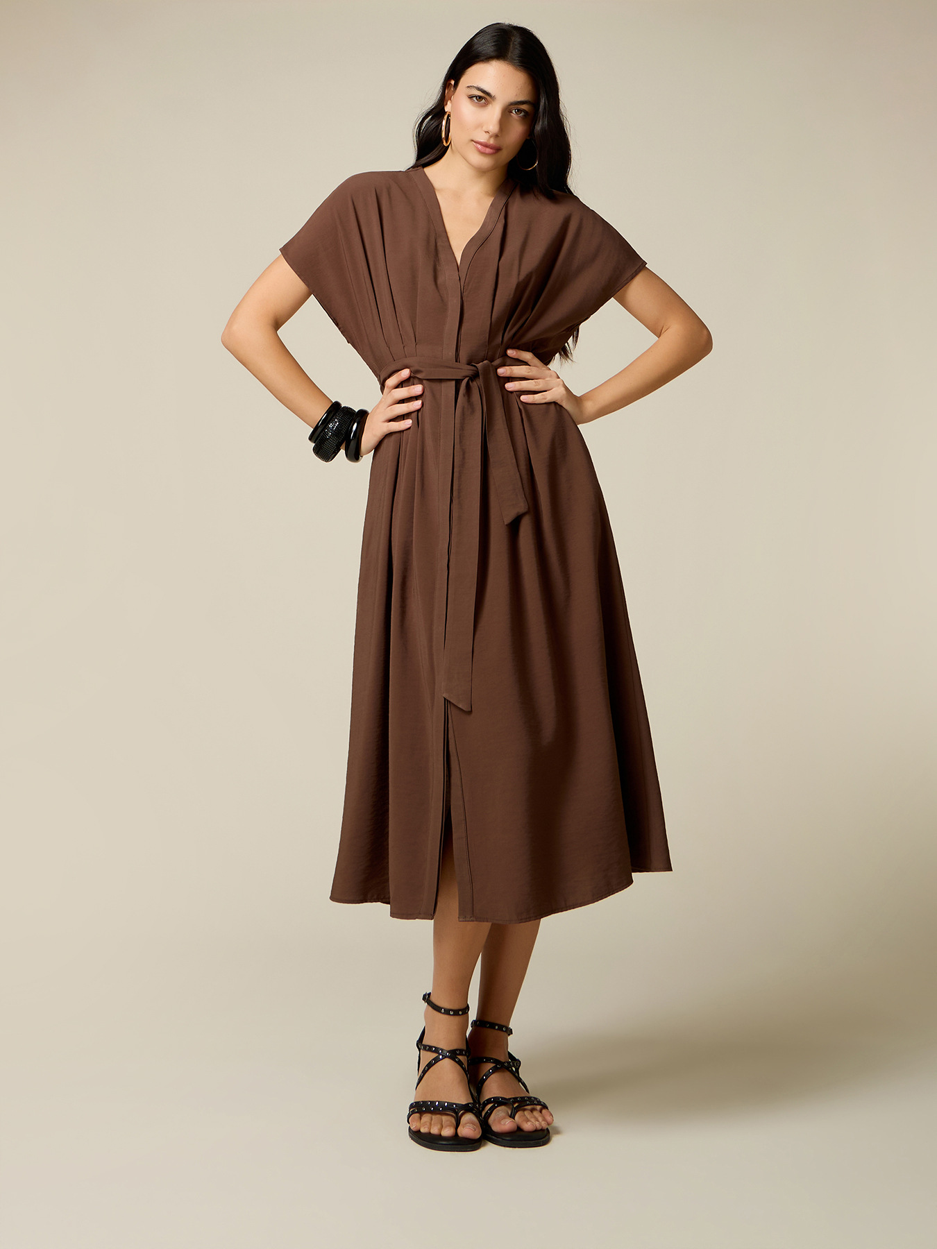 Midi dress with kimono sleeves image number 0