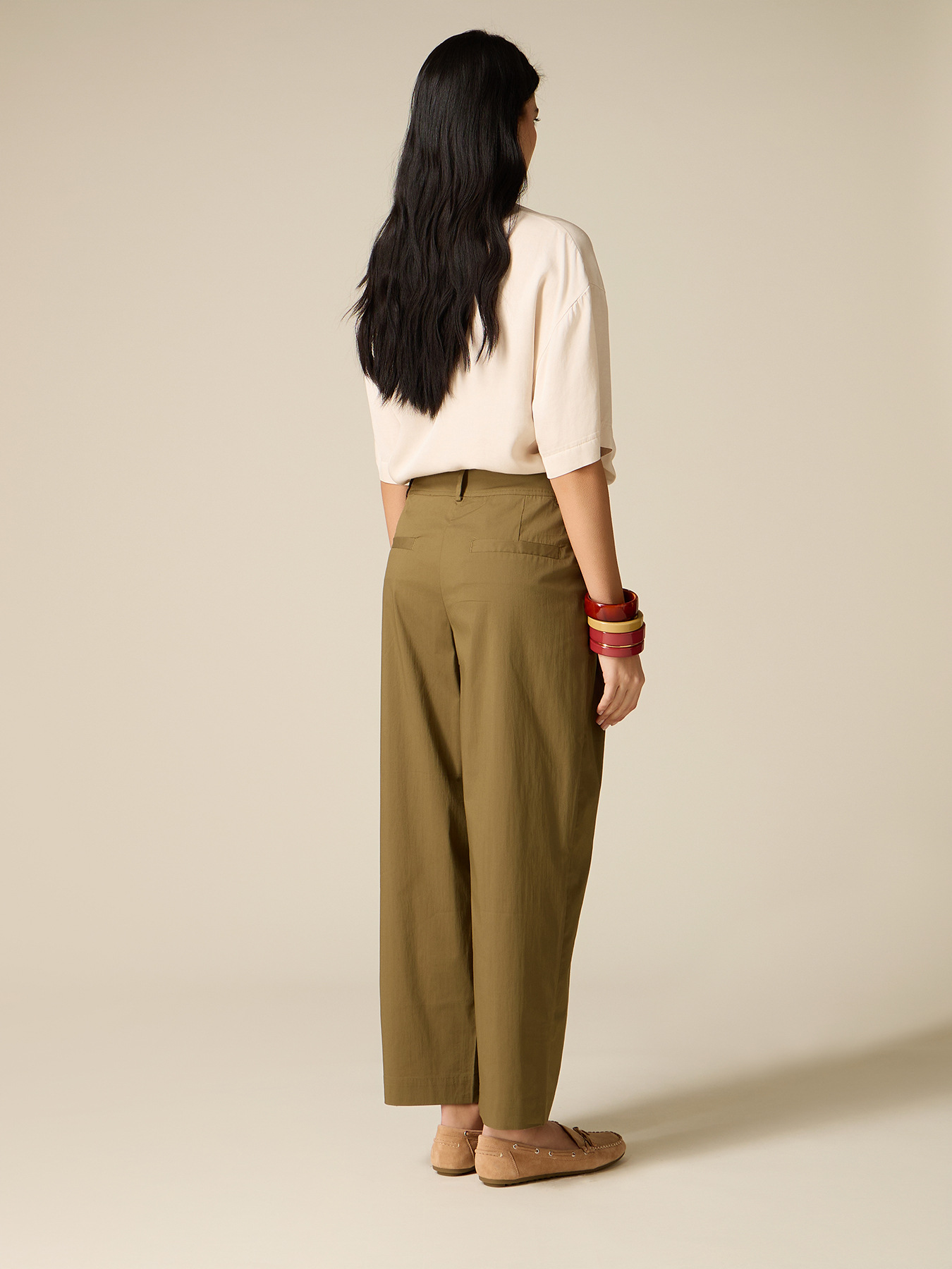 Pantalon cropped en popeline image number 1