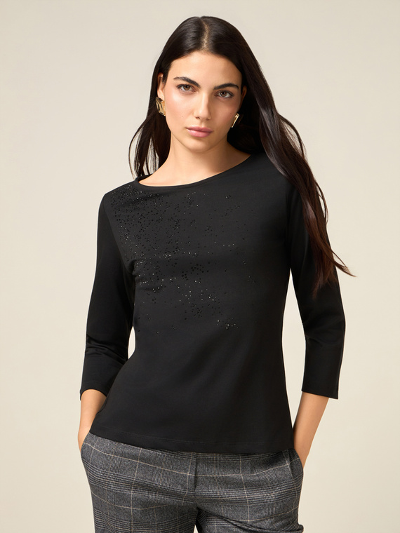 Cotton T-shirt with appliqu&eacute;s