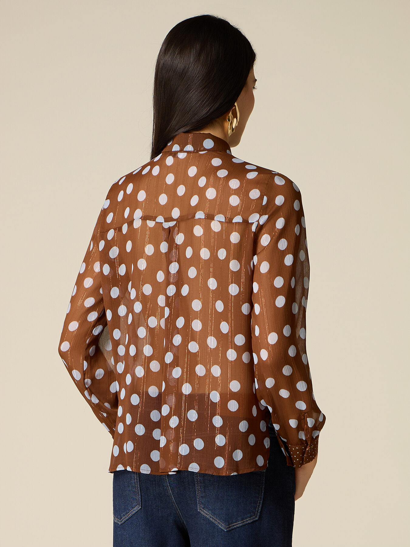 Polka dot shirt with bow image number 1