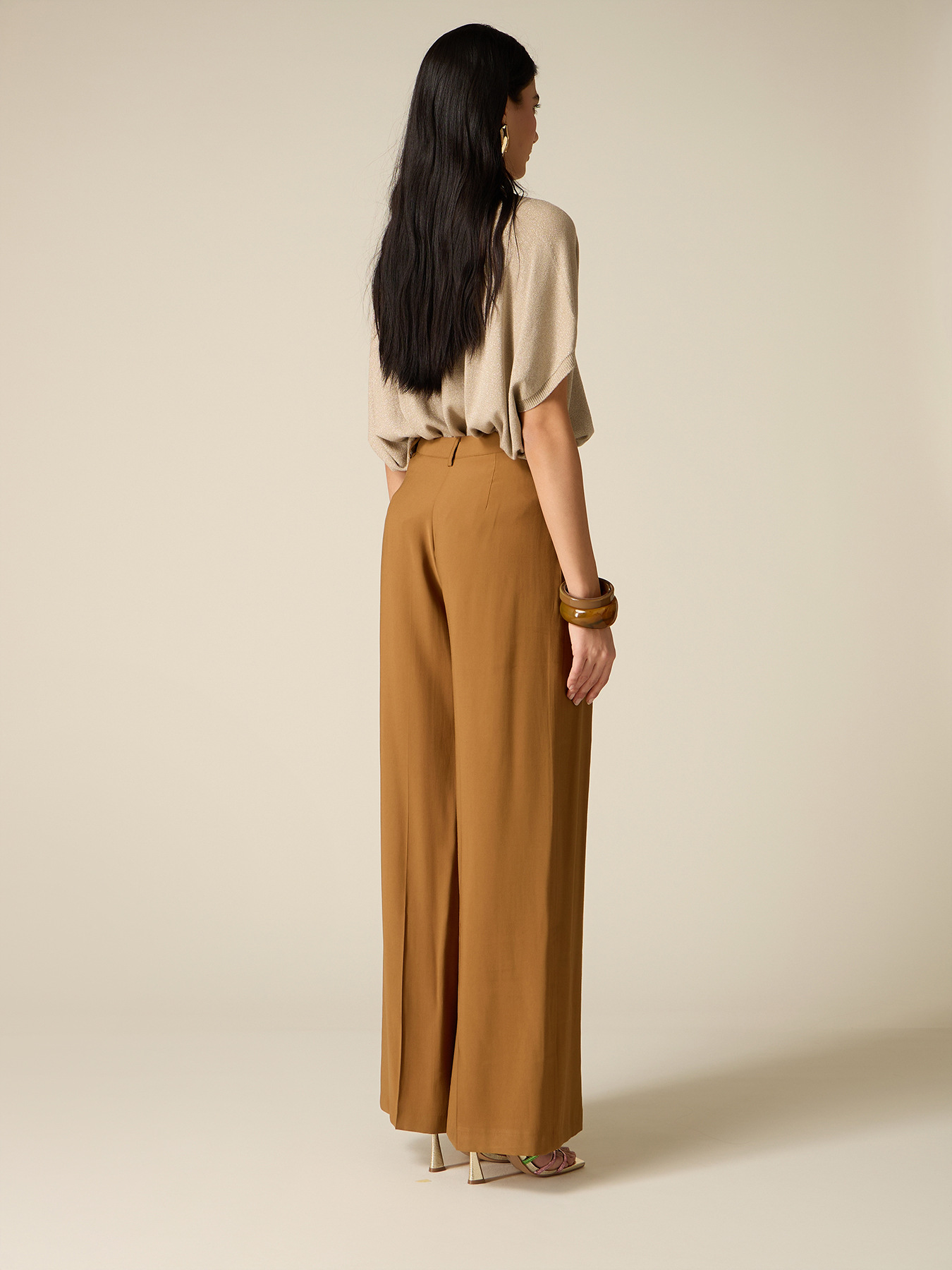 Pantalon palazzo m&eacute;lange viscose image number 1