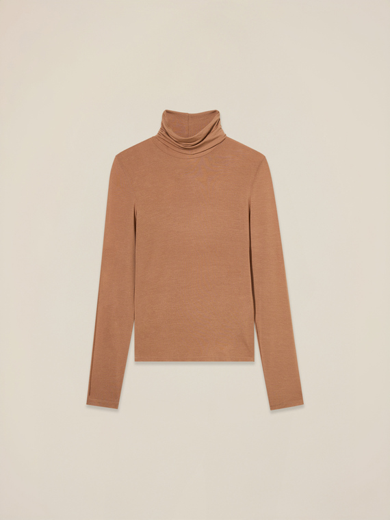 Turtleneck cashmere-blend t-shirt