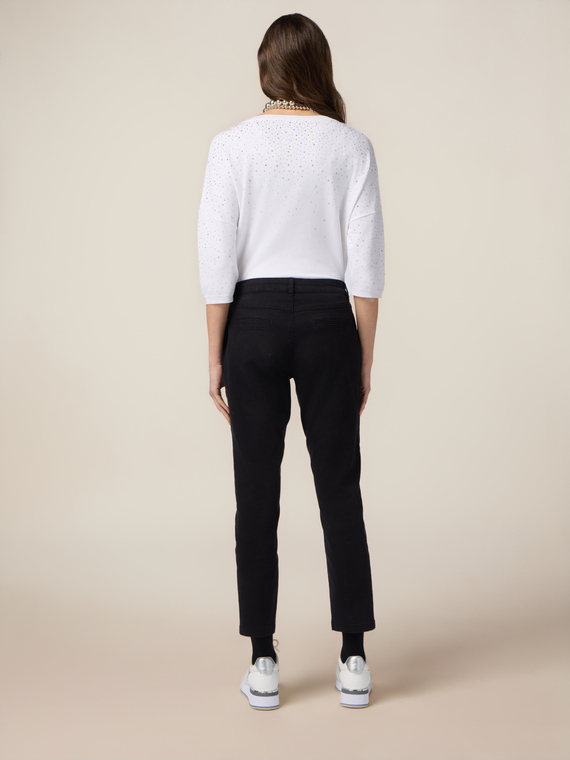 Oltre: Pantaloni Chino Misto Tencel Nero. 46 Stagione Primavera Estate 2025.-image