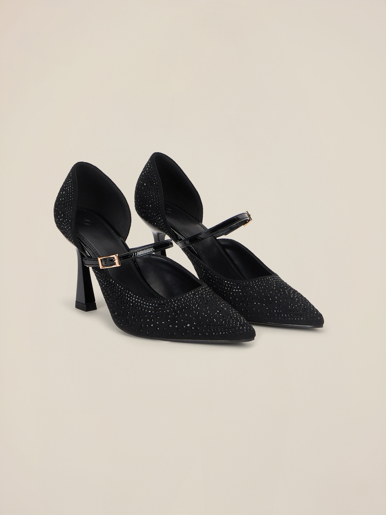 Pumps with appliqu&eacute;s and ankle strap image number 1