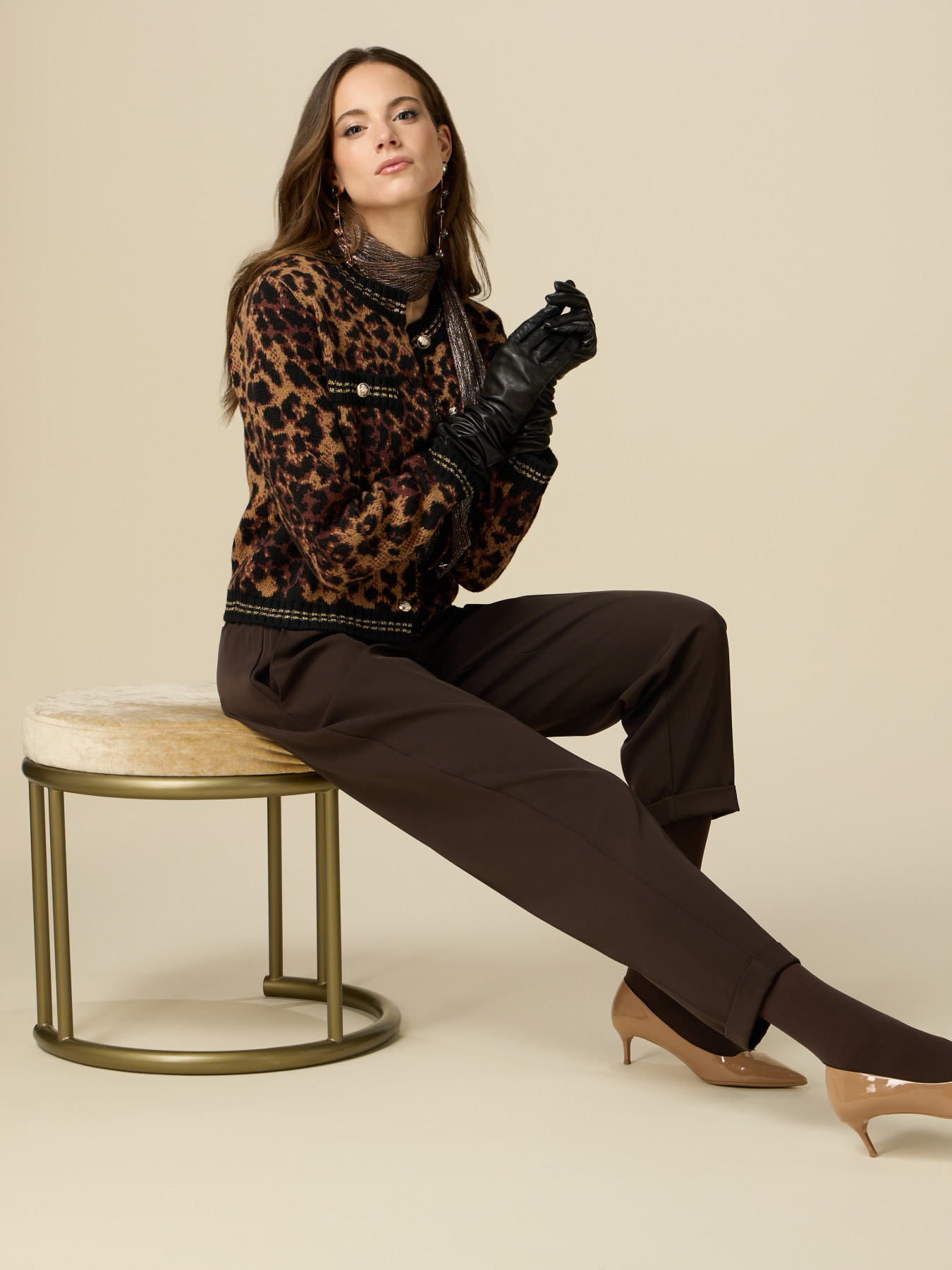 Joggers with animal print ribbon image number 0