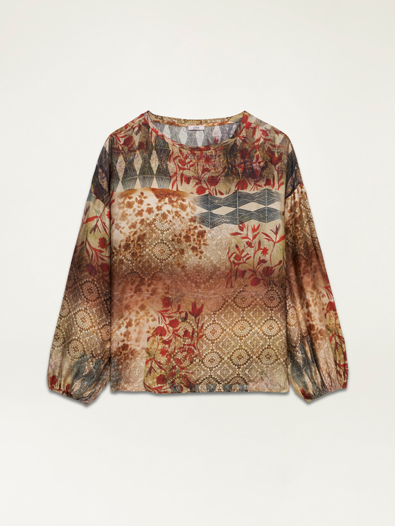 Patchwork patterned viscose blouse