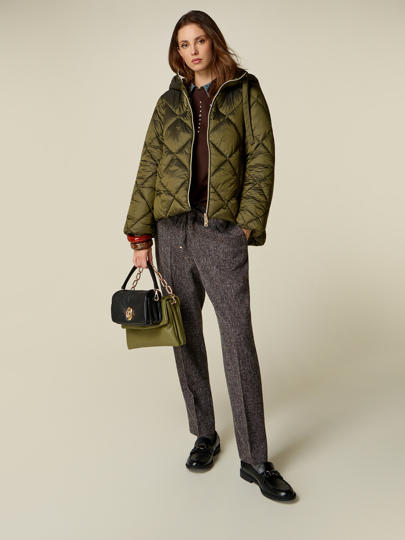 Mixed viscose fabric joggers image number 0
