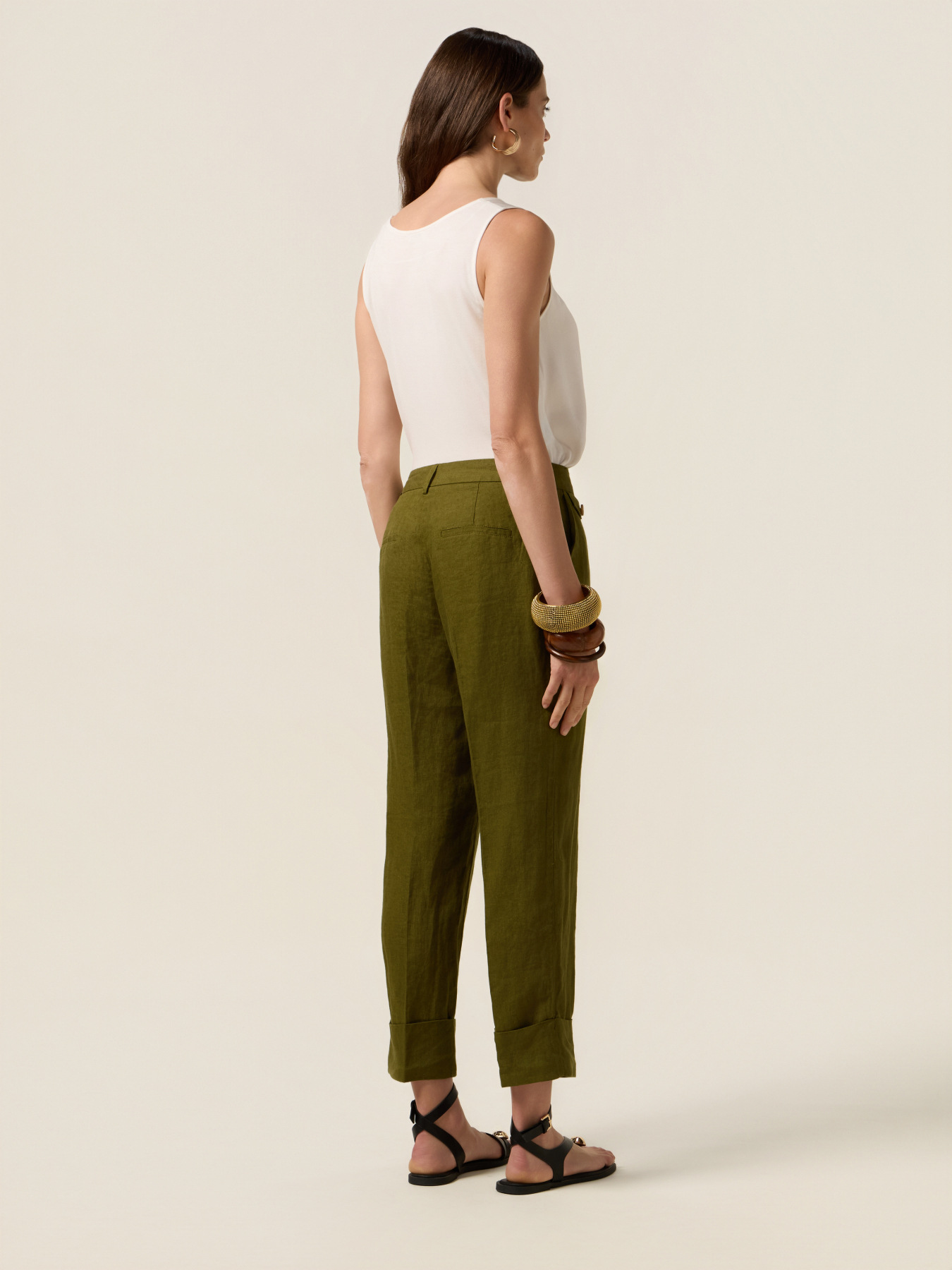 Pantalones chinos de lino con dobladillo image number 1