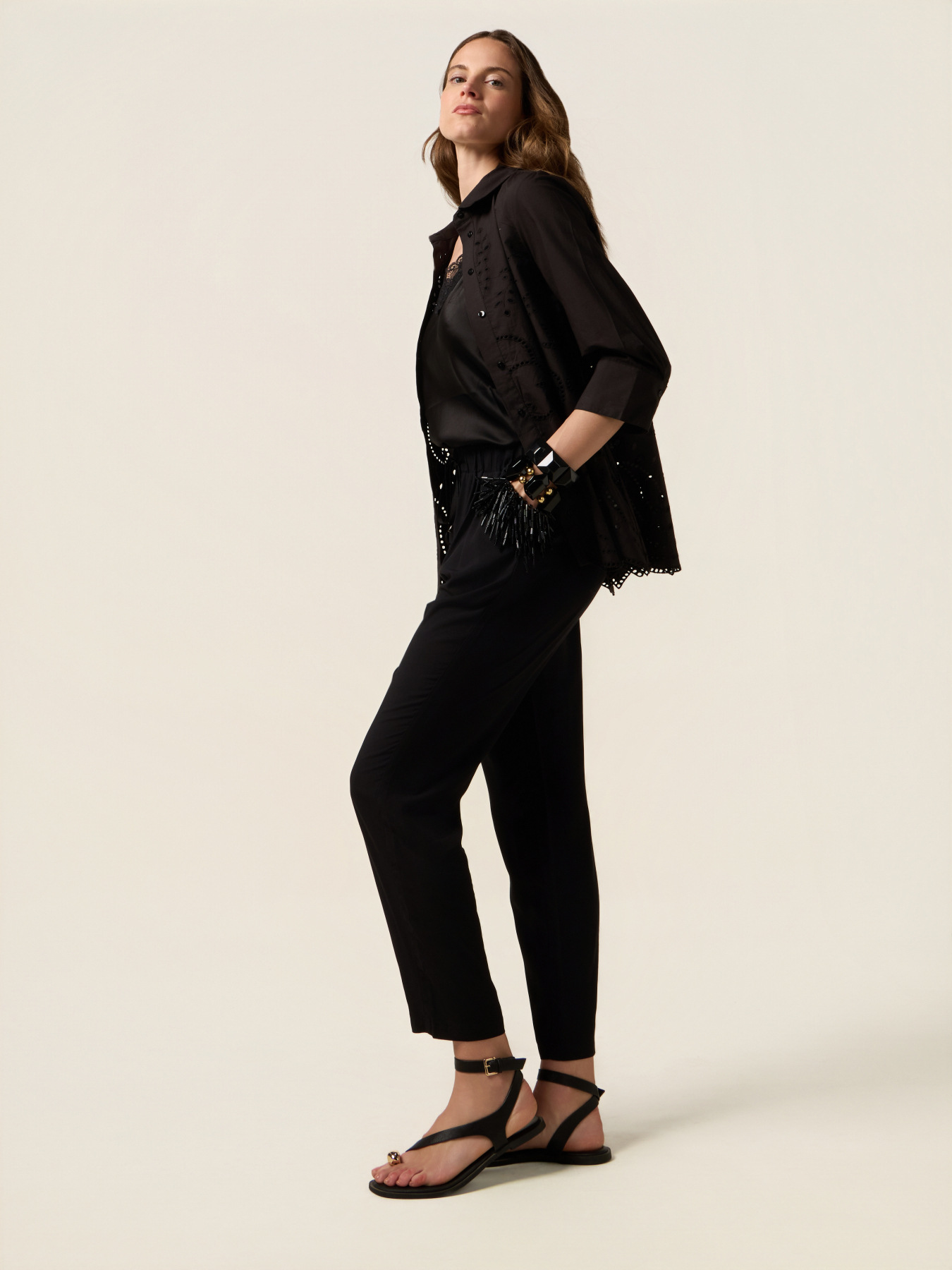 Flowy viscose trousers image number 0