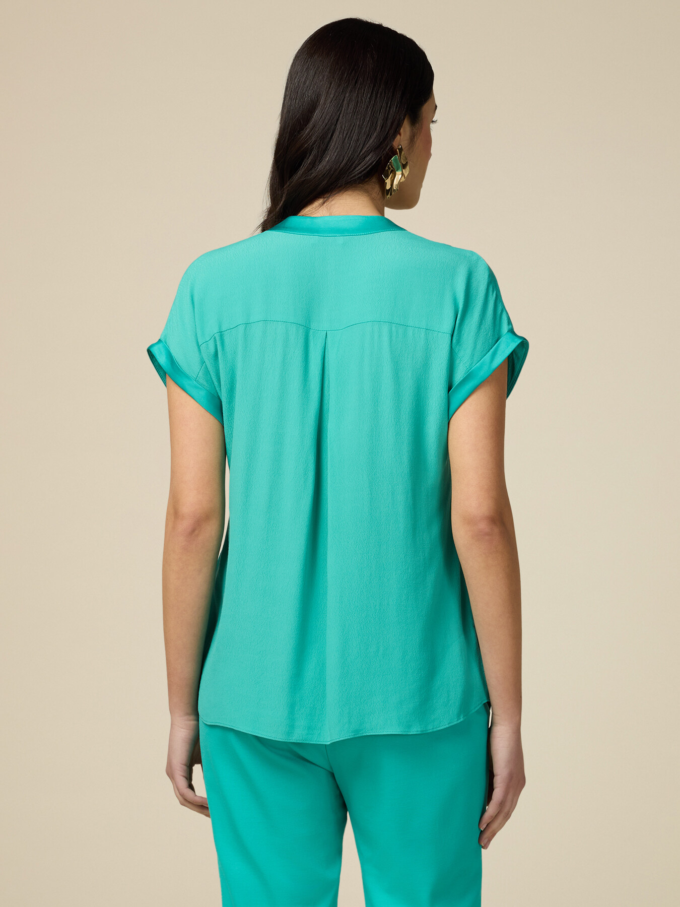 Short-sleeved viscose blouse image number 1