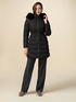 Midi down jacket with belt and furry edge image number 0