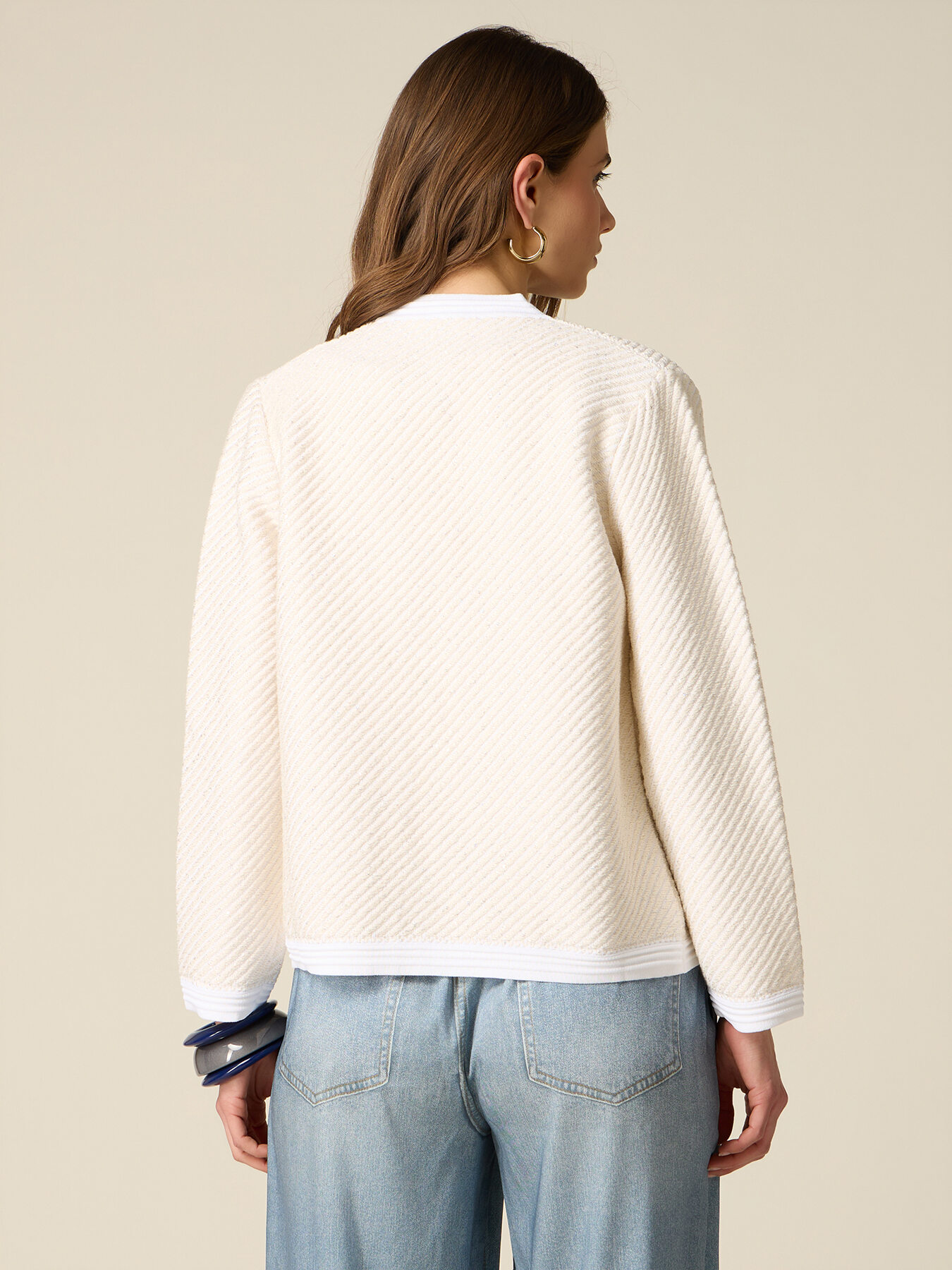 Cardigan effetto stuoia con micro paillettes image number 1