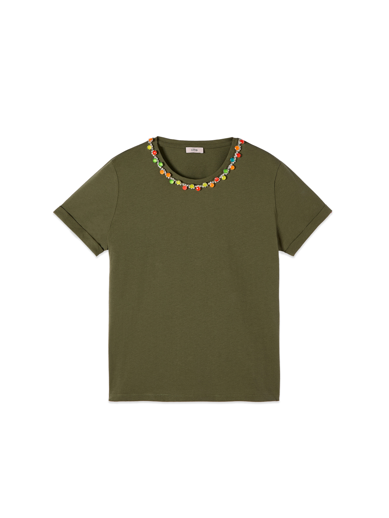 T-shirt in cotone con applicazioni gioiello image number 3