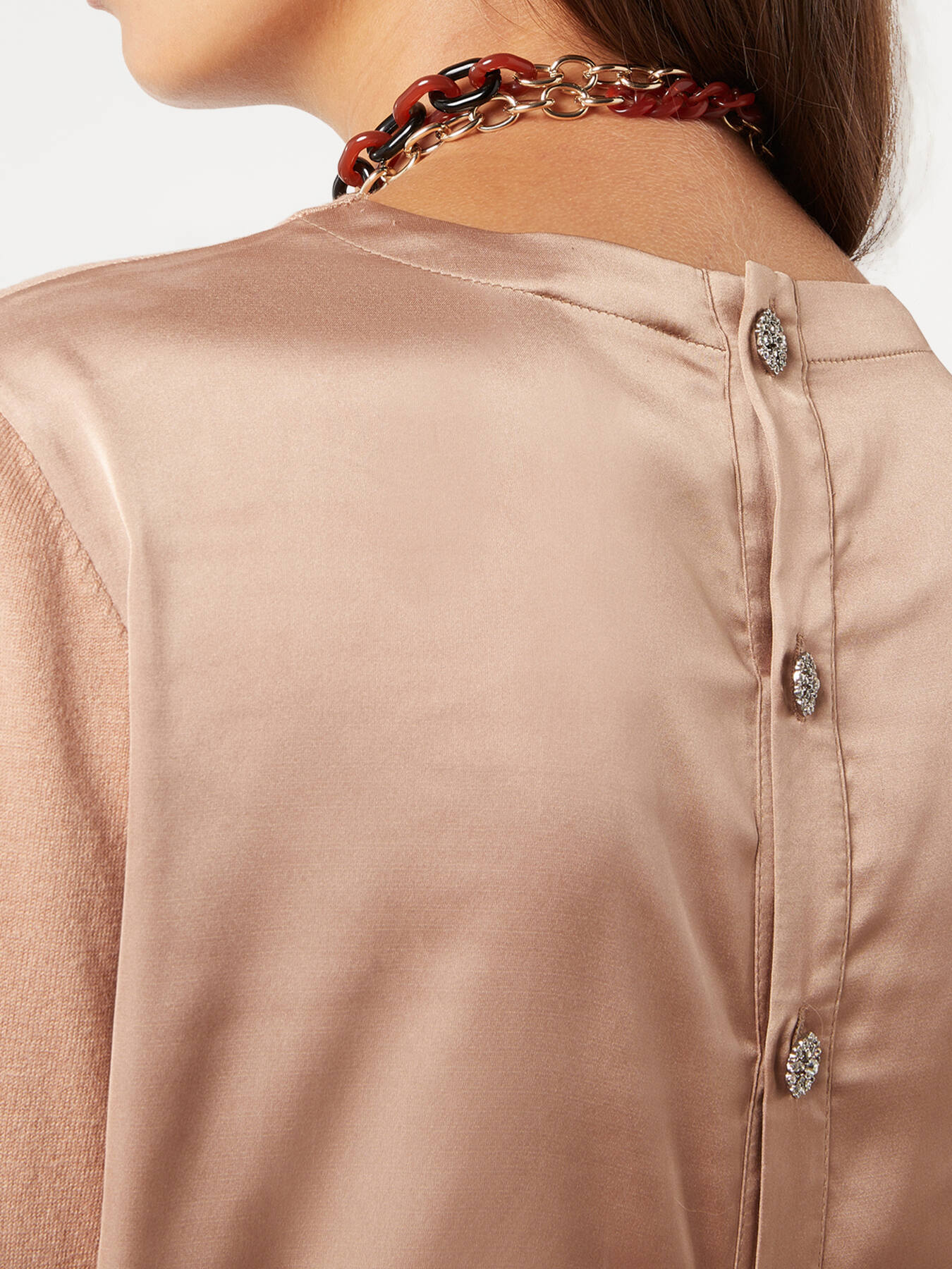 Dual-fabric wool blend sweater image number 2