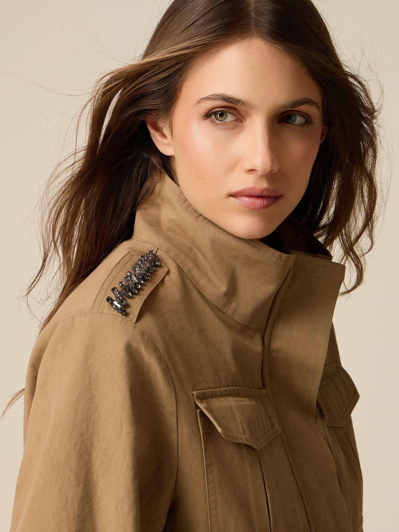 Cotton jacket with jewel detail image number 2