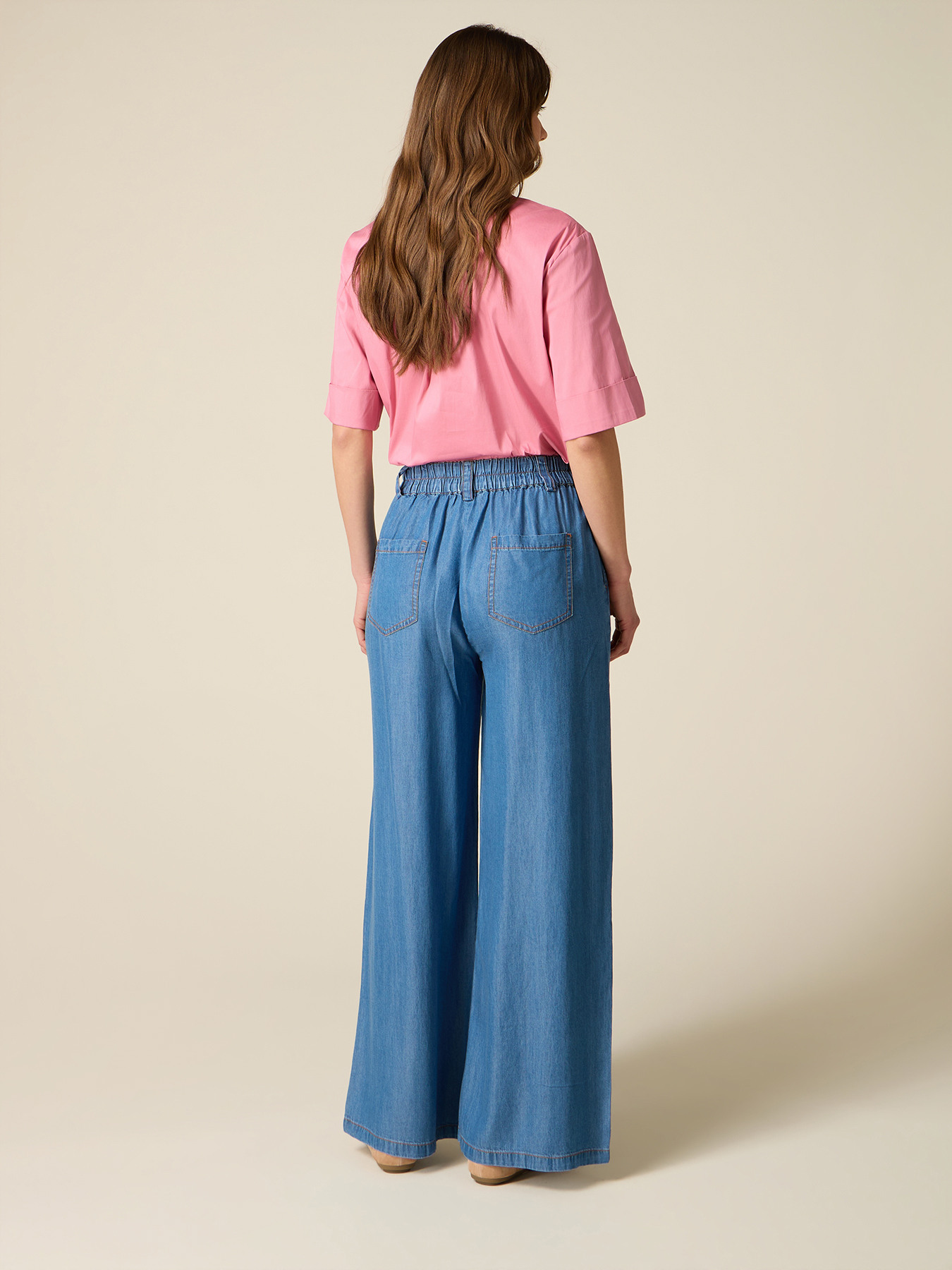 Palazzo pants in Tencel with denim effect image number 1