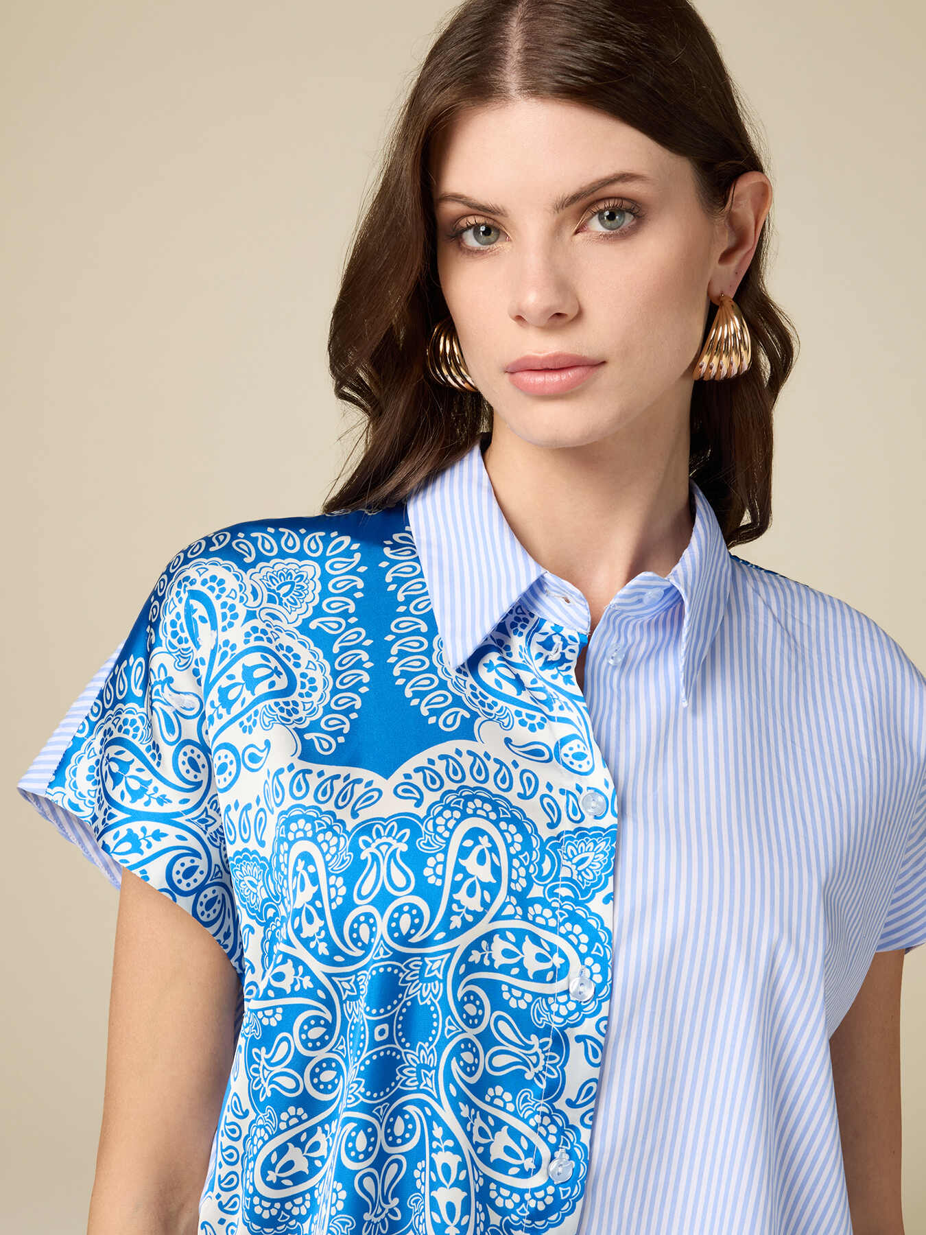 Camisa bimateria tipo kimono image number 2