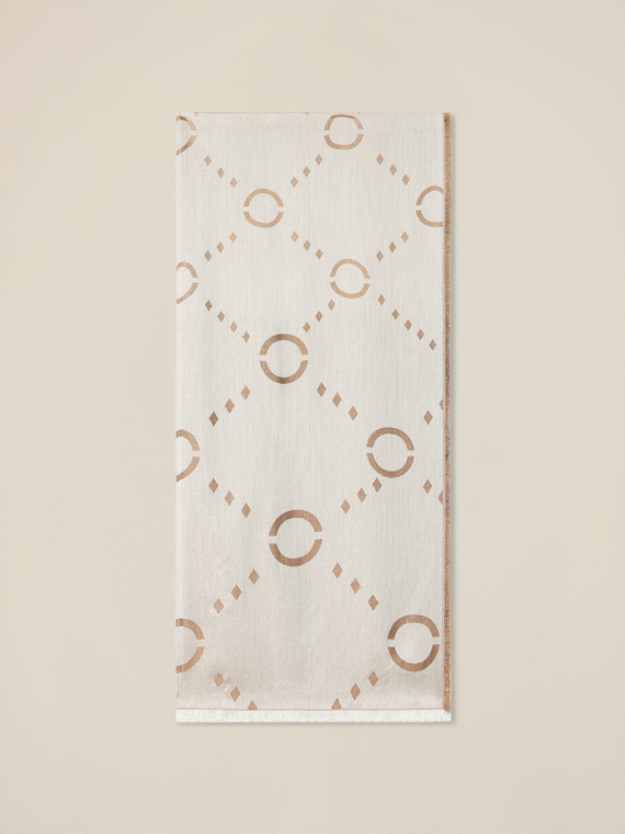 Scarf with geometric embroidery