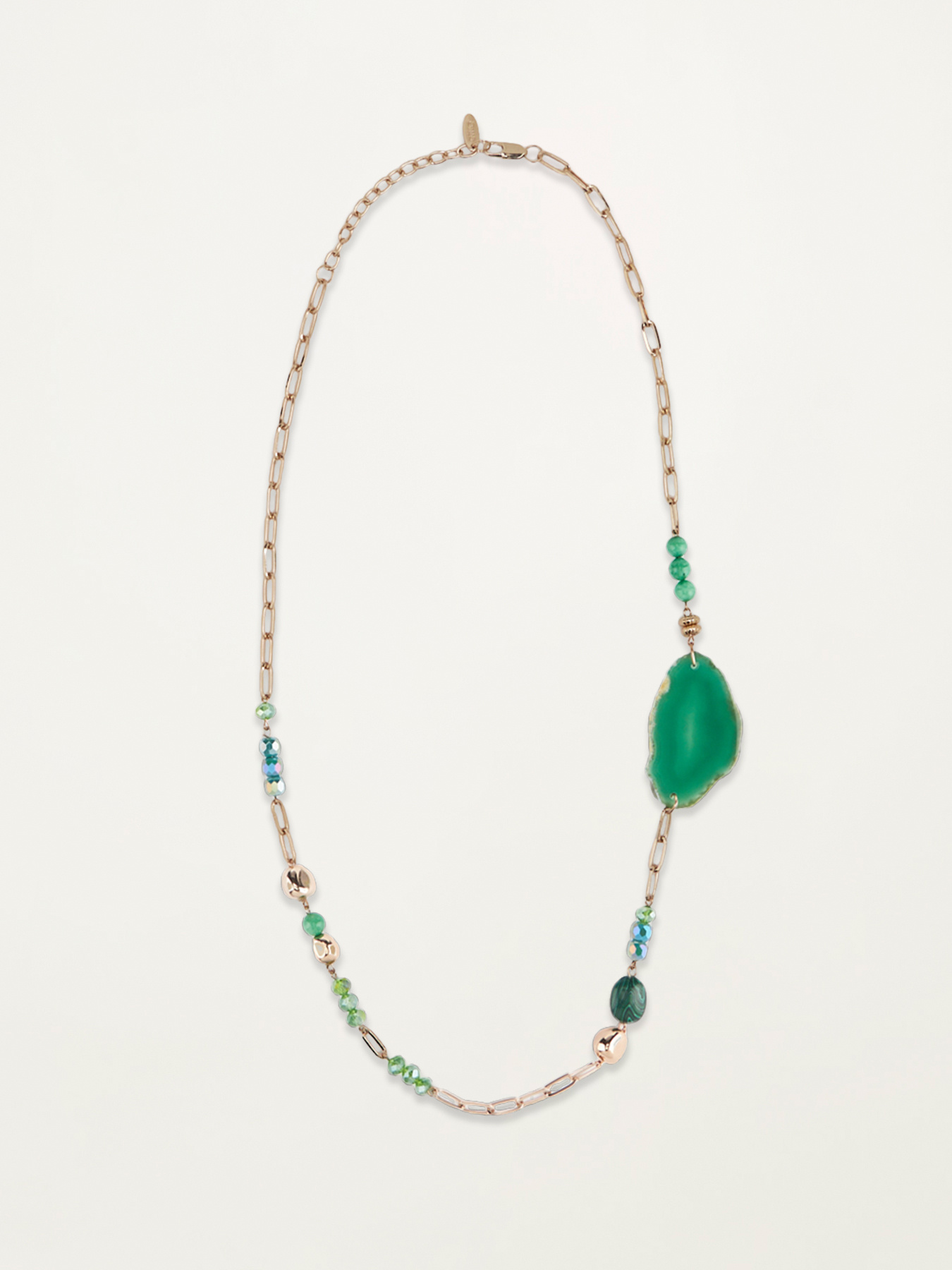 Collana lunga con pietre verdi image number 1