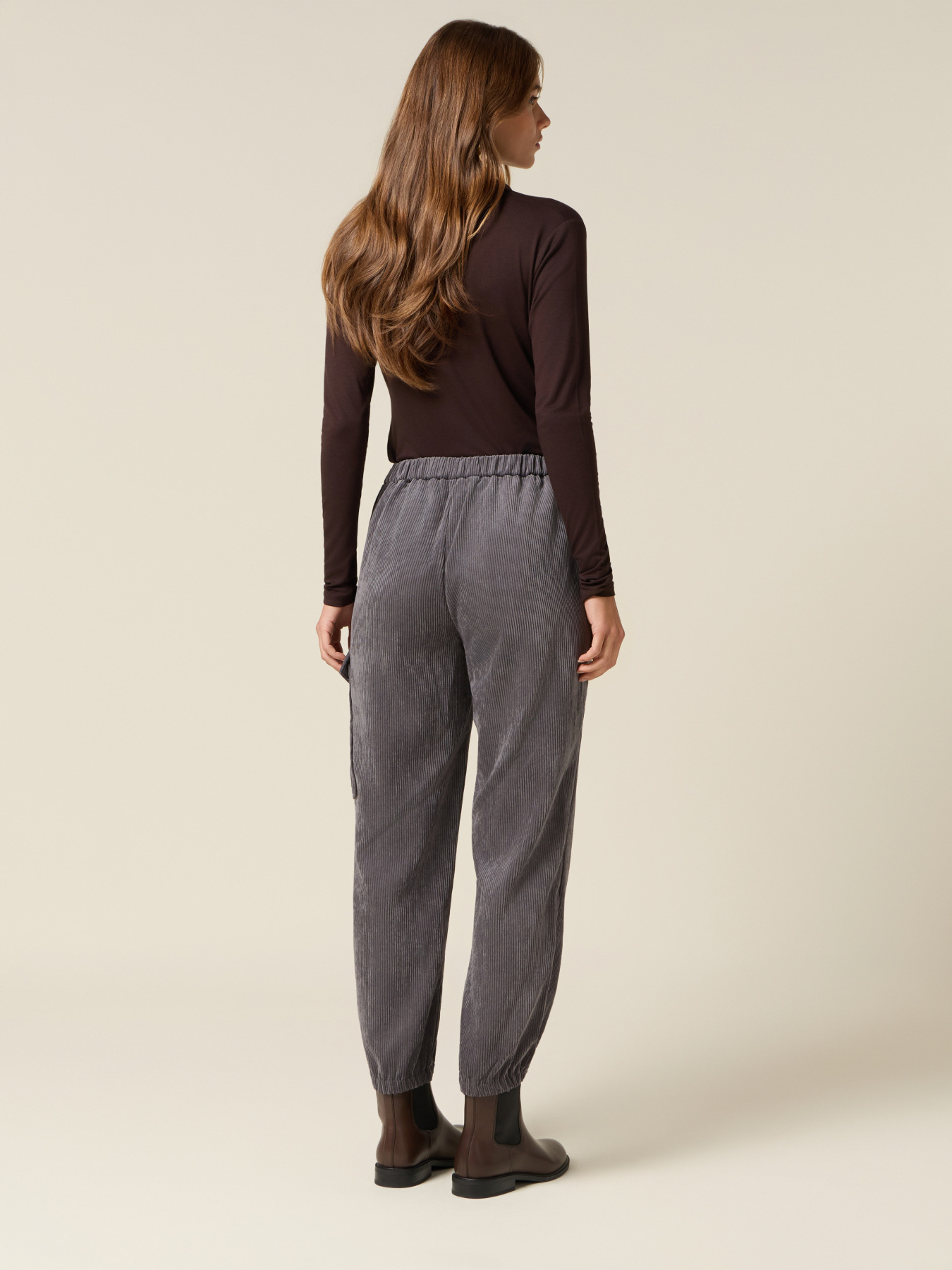 Pantaloni cargo din catifea reiată image number 1