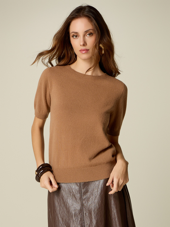 Short-sleeve sweater in pure wool